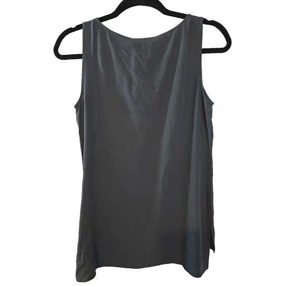 NEW EILEEN FISHER Silk Georgette Crepe Long Shell in Graphite size XXS New - Picture 3 of 12